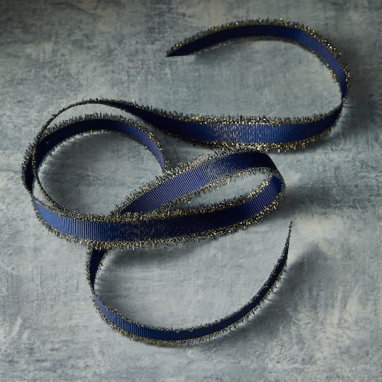 5/8" x 7yd. Navy Blue & Gold Ribbon by Celebrate It™